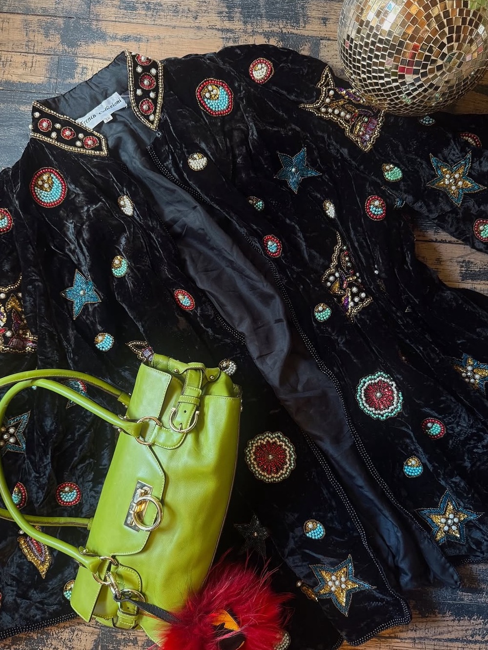 Vintage French Collizioni Wizards Sequined Beaded Velvet Cloak